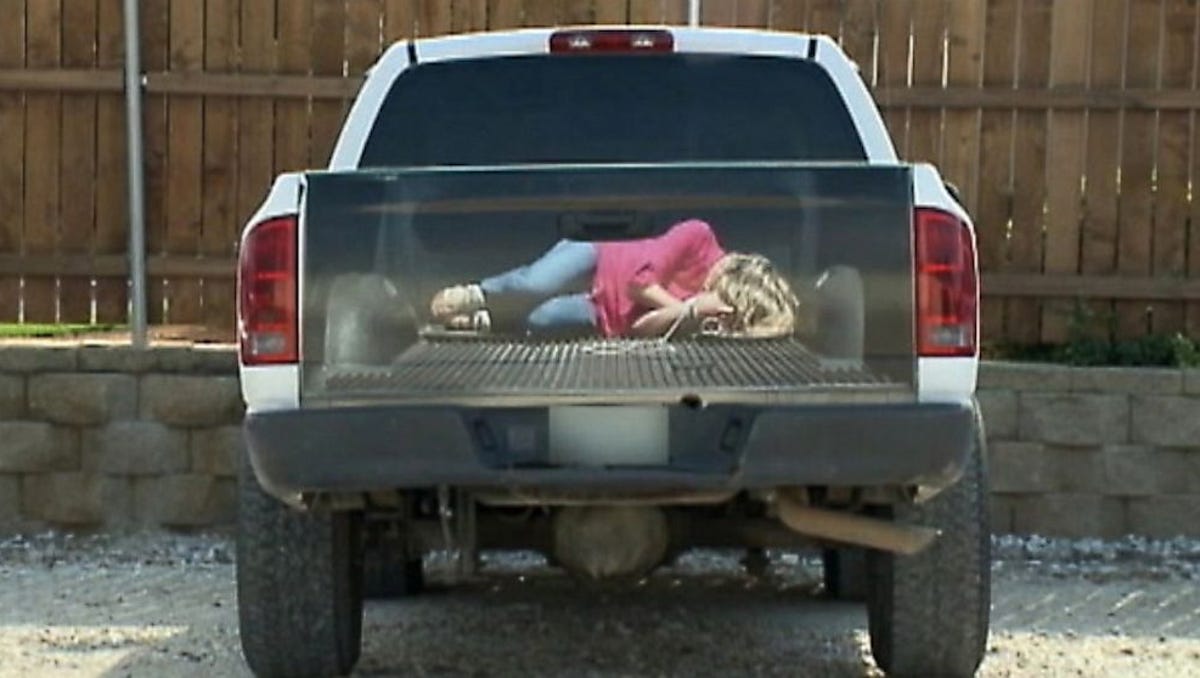 Texas Sign Company Destroys Tailgate Decal Of Bound Woman