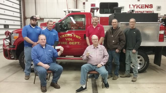 From left, front are Richard Harer and Duane McCombs; and back, Josh Schaeffer, Greg Hartschuh, Jeremy Dunn, Randy and Rick Hanes.