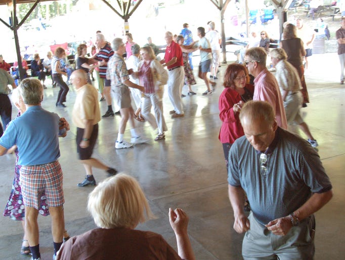 Dozens of dancers fit comfortably on the broad dance