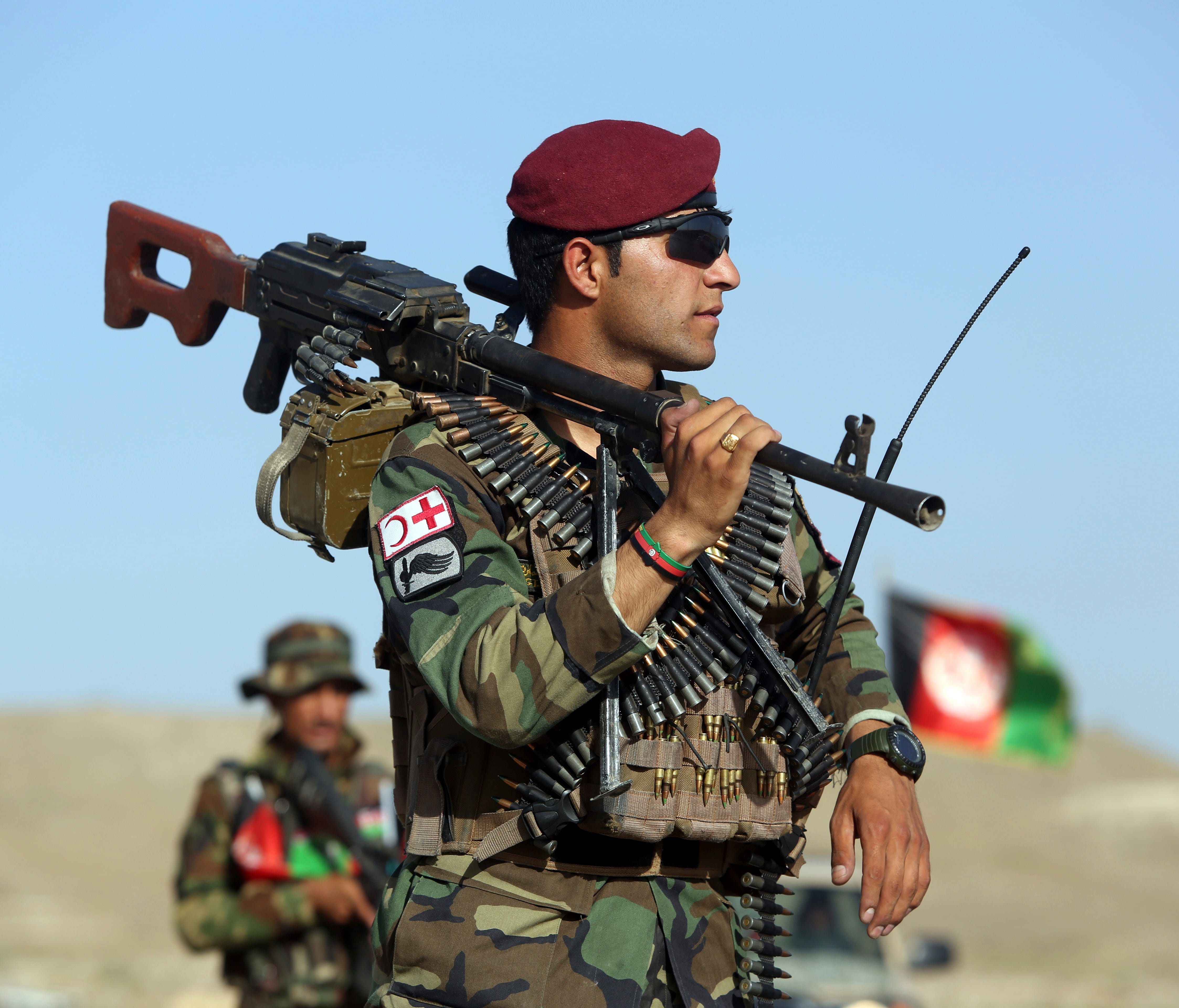 Afghan National Army soldiers outside Kabul.