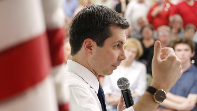 2020 Democratic presidential candidate South Bend Mayor Pete Buttigieg speaks during a town hall meeting, Tuesday, April 16, 2019, in Fort Dodge, Iowa.