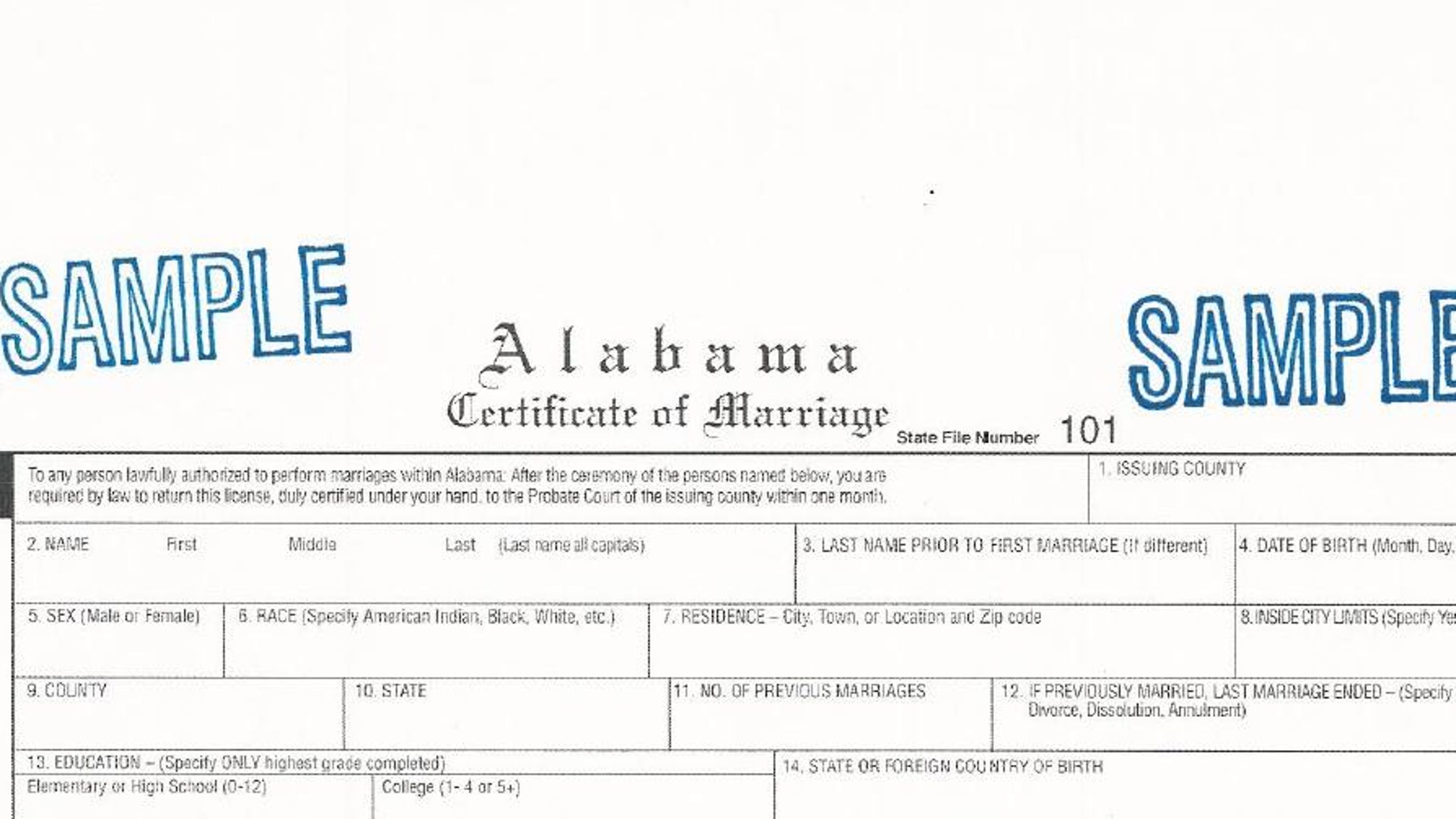 Marriage licenses in Alabama would end under bill