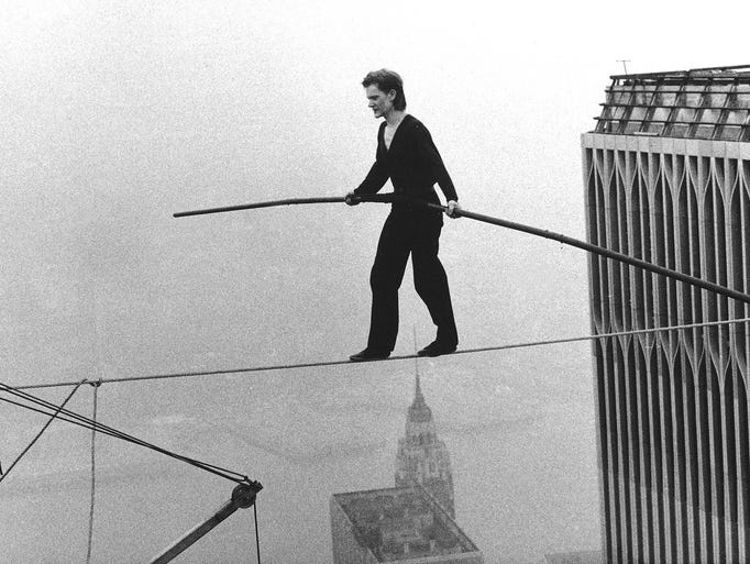 Philippe Petit's tightrope walk at World Trade Center 40 years ago