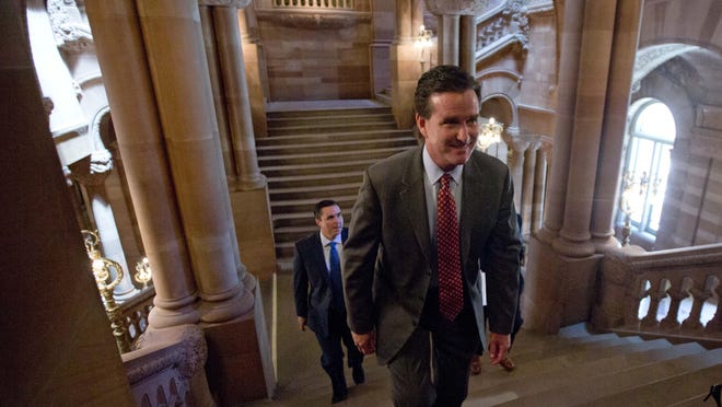 Senate Majority Leader John Flanagan, R-Smithtown, walks up the Great Western Staircase in June 2015 at the Capitol on Wednesday in Albany. The Senate majority leader has called legislation to bring a monitor with veto power to East Ramapo a non-starter.