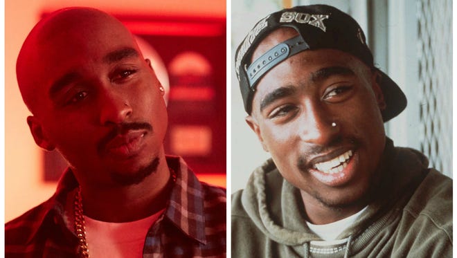 'All Eyez on Me' star Demetrius Shipp Jr., left, and the real-life Tupac Shakur.