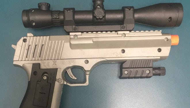 Mount Healthy police say a suspect pointed this fake gun at officers. The suspect was arrested on Tuesday, Feb.16.