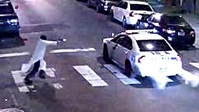 A gunman, alleged to be 30-year-old Edward Archer, opens fire on a Philadelphia police officer.