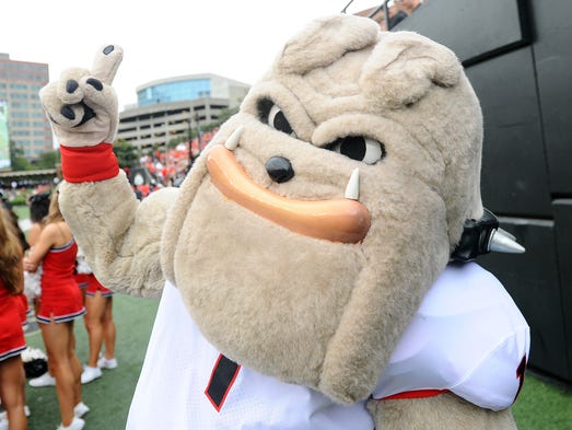 The Georgia Bulldogs mascot before the game against