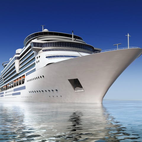 A cruise ship in open water.