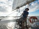 Schooner Lily Captain Fred Newhart sails his boat Tuesday,