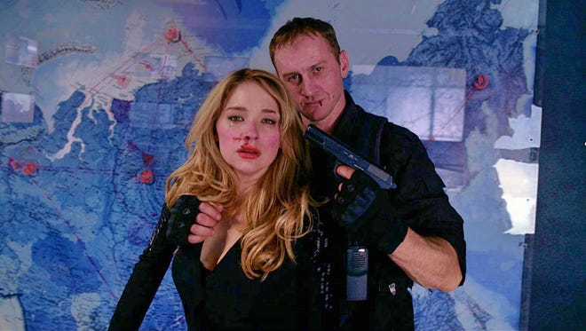 Everything in "Harcore Henry" is viewed through the eyes of the protagonist, including Estelle (Haley Bennett) and Yuri (Oleg Poddubnyy).