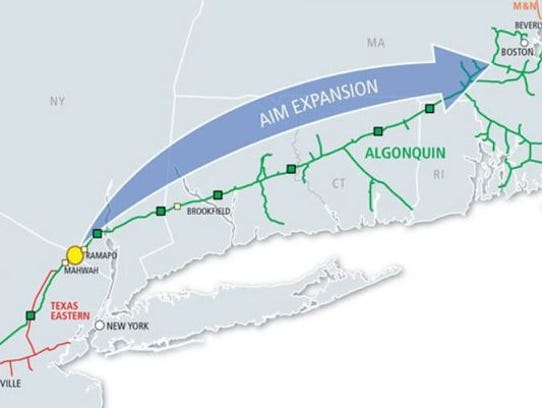 A map of the Algonquin pipeline expansion project