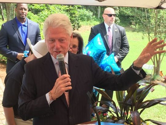 Former president Bill Clinton speaks at a Tallahassee,