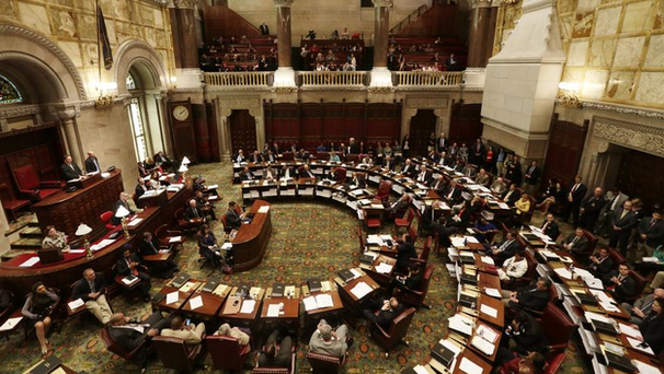 The New York State Senate chamber at the Capitol...