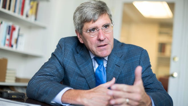 UNITED STATES - AUGUST 31: Stephen Moore of The Heritage Foundation is interviewed by CQ in his Washington office, August 31, 2016. (Photo By Tom Williams/CQ Roll Call) (CQ Roll Call via AP Images) [Via MerlinFTP Drop]