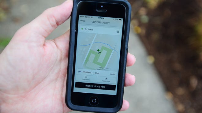 The Uber app as shown from an iPhone.