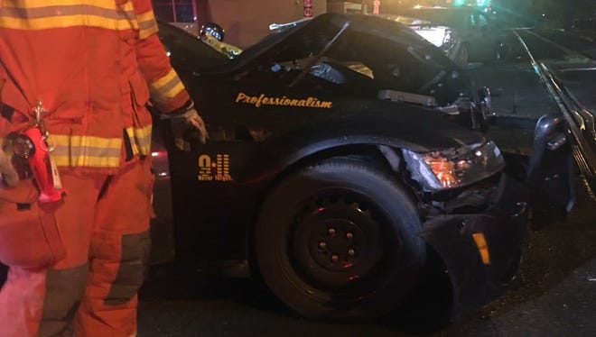 An Ithaca police vehicle was involved in a head-on crash Monday night. The officer was not seriously hurt.