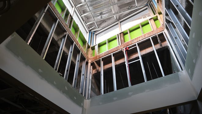 Poudre Valley Hospital's new emergency room has a skylight under construction. The $99.8 million renovation and expansion includes a new emergency department, lab, pharmacy and expanded orthopedic wing.