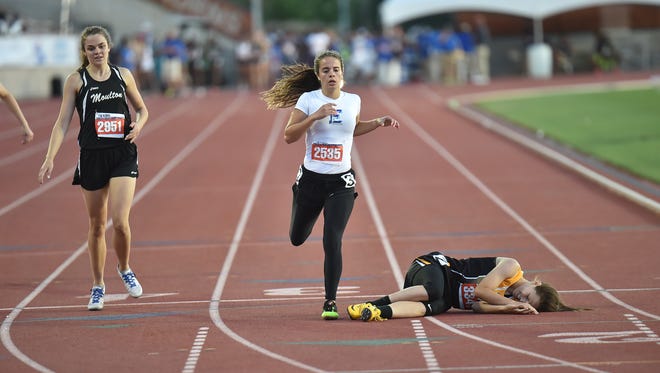 Eden's Dustee Hoelscher runs in the 400 meters Friday, May 12, during Class 1A competition at the UIL State Track and Field Championships in Austin. 