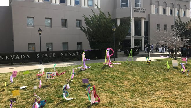 Advocates decorated the front lawn of the Nevada Legislature on March 20, 2017 in favor of the passage of the Equal Rights Amendment. The Assembly voted to ratify the amendment.