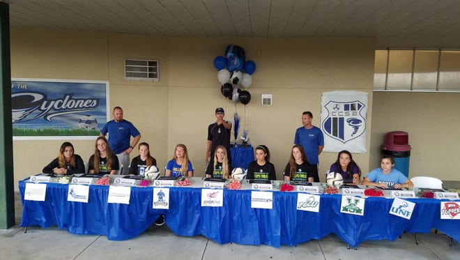 Cape Coral Soccer Association girls announced their college selections last week at the Pelican Soccer Complex. Eight players signing came from the U18 girls team.