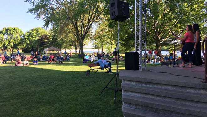Red Tide performs during the first concert for the Levitt AMP Stevens Point Music Series at Pfiffner Pioneer Park in Stevens Point on June 1, 2017.