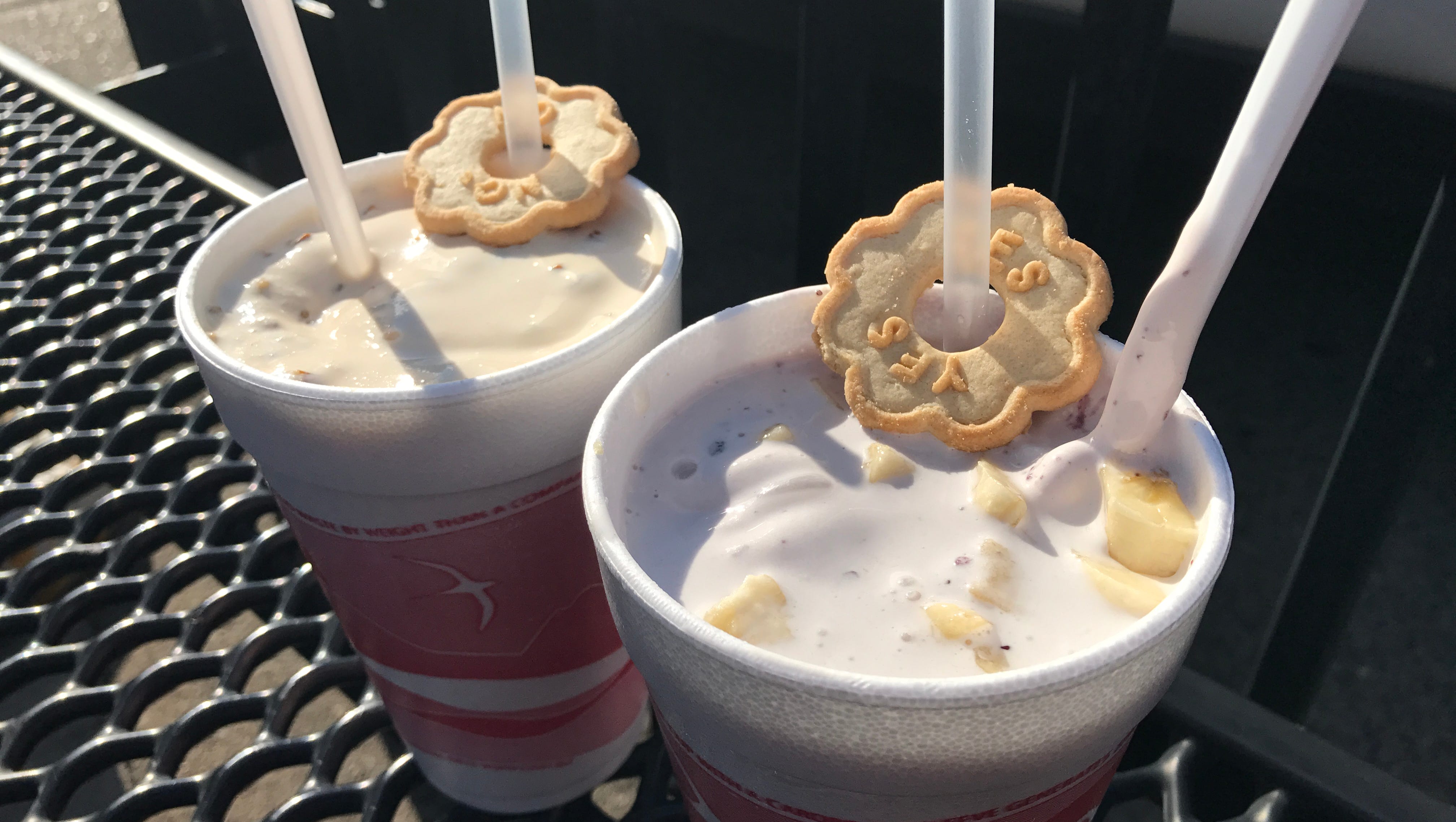 Ice cream west des moines 16 A blueberry-banana milkshake and a caramel-pecan milkshake at Snookie
