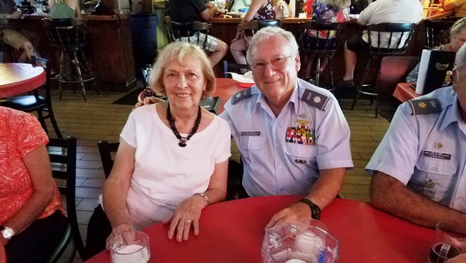 Marco Island Senior Squadron (FL-376) held a ceremony honoring Lt. Col. Lee Henderson for his many years of service to the Civil Air Patrol (CAP), Florida Wing, Group 5 and our Black Sheep Squadron. 
“We had a great turnout for Col Henderson's send-off,” remarked Public Affairs officer Major Marian Motyl-Szary. Lee and his wife Dottie are moving to Mississippi to be closer to family and Lee will be transferring to the Mississippi Wing later this month. 
The Squadron meeting room was almost full and several members who could not attend sent in email messages with anecdotes and poems describing Lee's service to the CAP and humorous events of his long career.