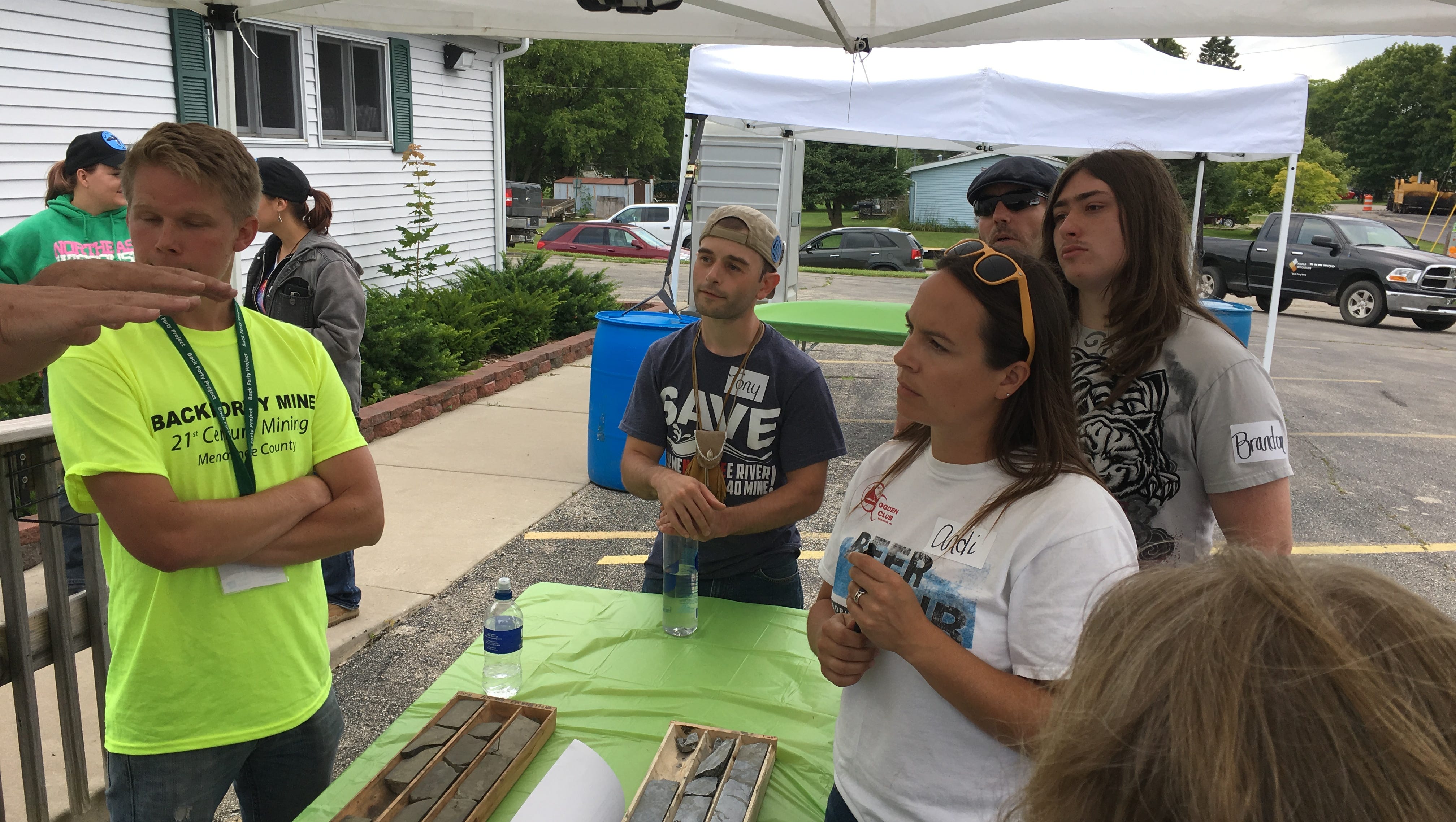 Opponents of the Back Forty Mine attended a recent open house held by Aquila Resources at its headquarters in Stephenson, Mich.
