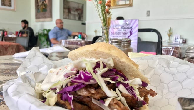 The Doner Kebap Sandwich from Tasty Kabob, 6110 N. Mesa St., Suite D, comes stuffed with delicious, thin-shaved rotisserie beef, cabbage, onion and homemade Tasty Kabob Sauce.