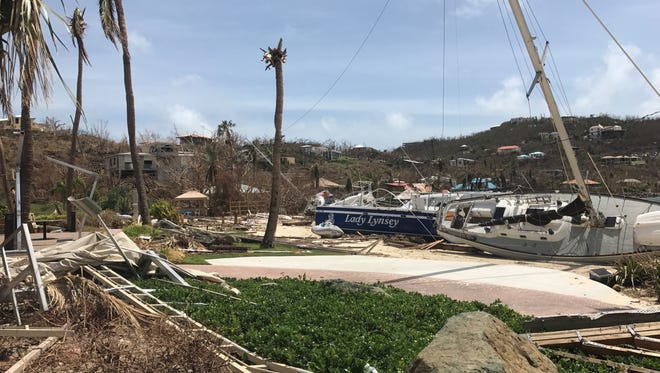 A view the destruction in St. John at the Great Cruise Bay at the Westin.