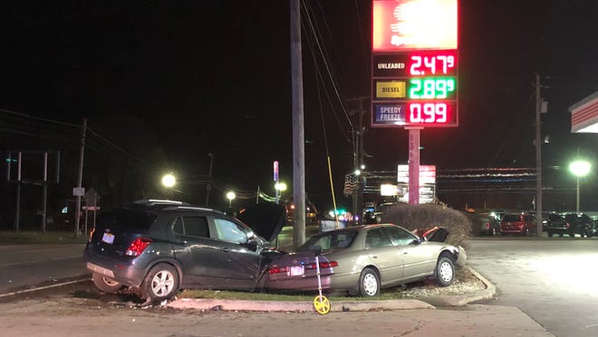 Two people were injured in a crash in front of the Speedway in Madison Township on Sunday, Nov. 19, 2017. They were both taken to OhioHealth Mansfield Hospital.