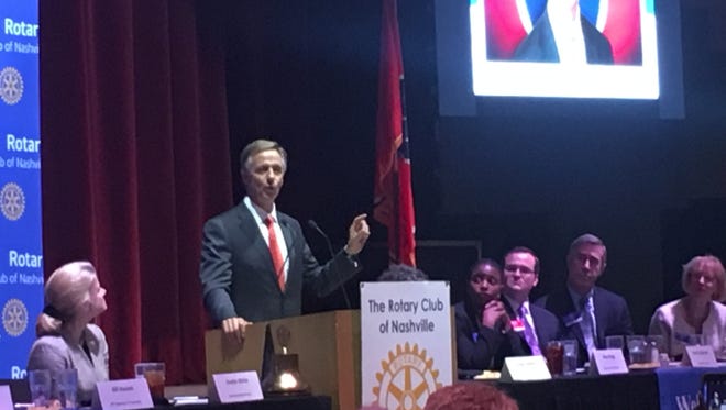 Gov. Bill Haslam reflected on his last seven years as governor and gave his thoughts for the future at the annual Nashville Rotary Club meeting Monday, Nov. 27, 2017.