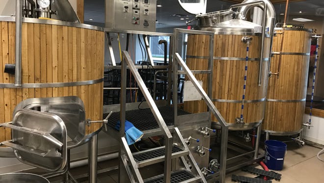 The 7-barrel brewing system inside Greece's Wood Kettle Brewing.