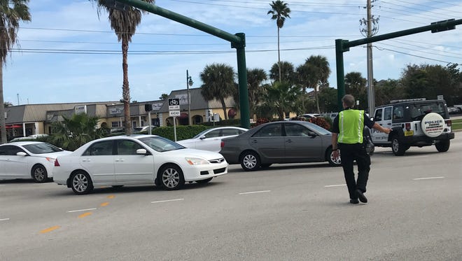 Traffic was being diverted off Indian River Boulevard after a fatal crash at the base of the Barber Bridge Feb. 2, 2018.