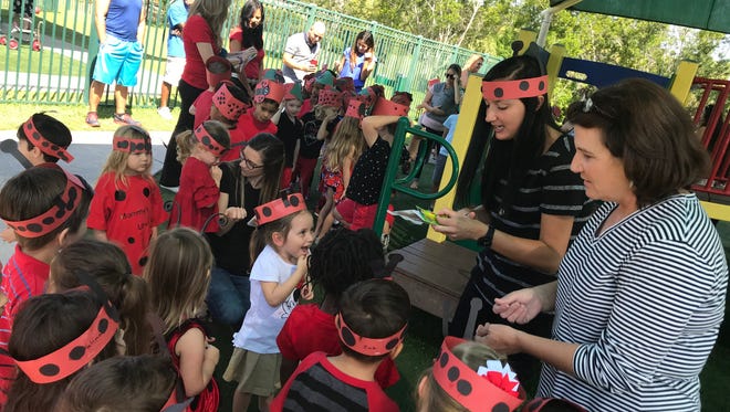 Chesterbrook Academy celebrated Earth Day and taking care of the planet by releasing more than 6,000 ladybugs throughout the schoolyard and back into the environment on plants, flowers and trees.