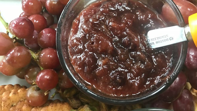 Rhubarb chutney is delicious with goat cheese.
