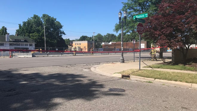Officials closed off a section of East Michigan Avenue near Hayford Avenue before 11 a.m. on Tuesday, July 3, 2018.
