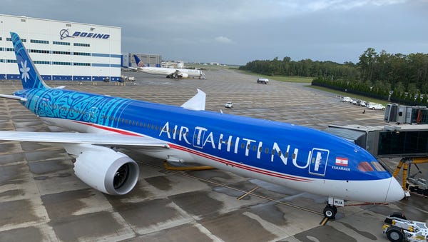 Air Tahiti Nui showed off its first Boeing 787...