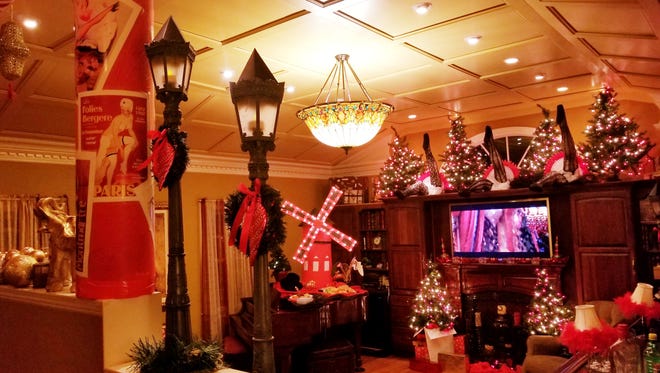 Kevin Janis's Whitehouse Station home. His family has themed the home  as 'Parisian Noel Christmas' inspired from their trip to Paris with their entry as Versailles Hall of Mirrors, their family room as Moulin Rouge, dining room as the Louis IXV palace, and master bedroom as the King's bedroom.