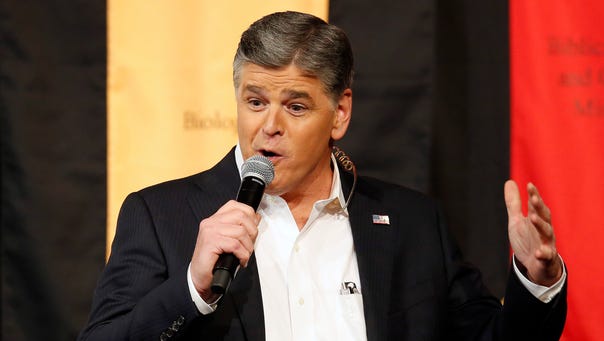 Fox News Channel's Sean Hannity speaks during a campaign