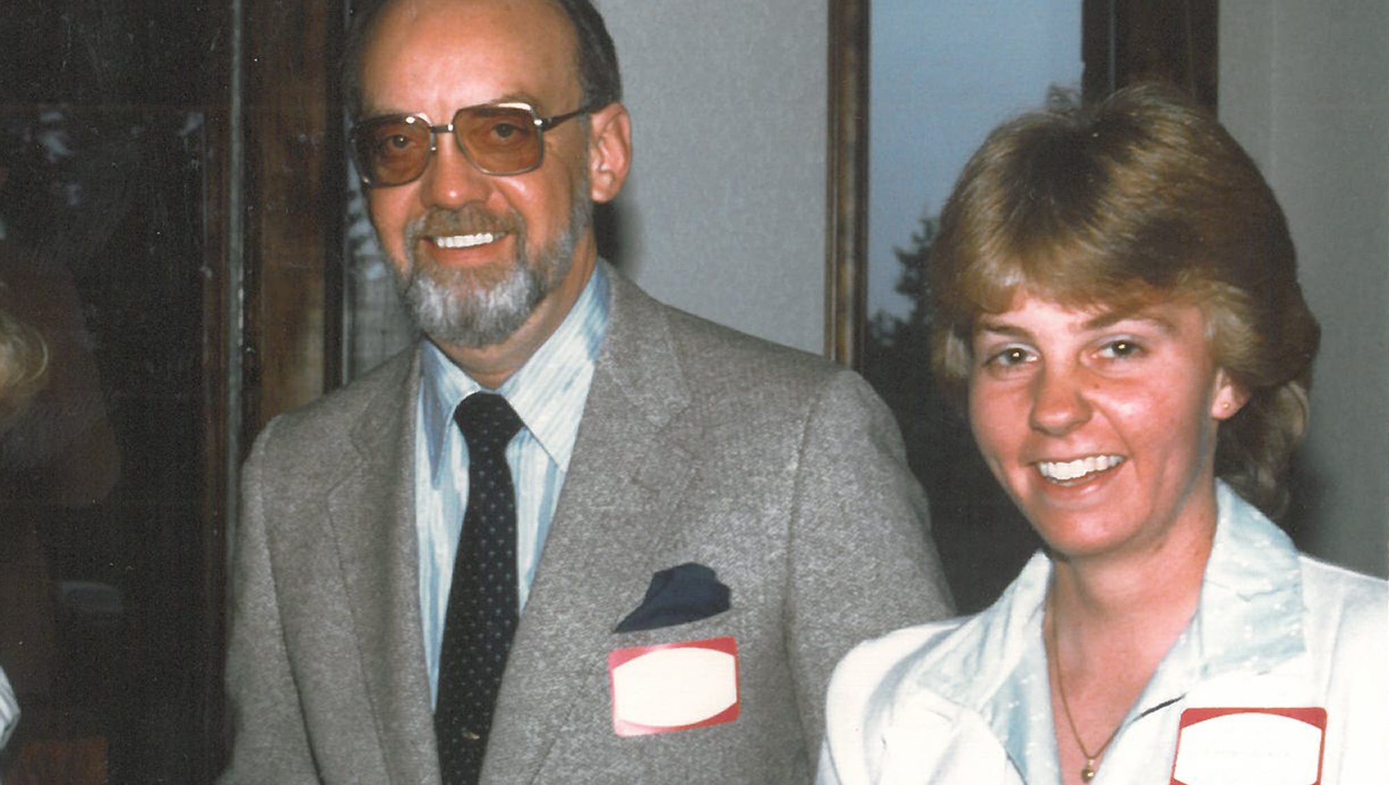Karen Weekly and her dad, Chuck Kvale, at a reception at the Washington State Legislature during Weekly's time as a Senate page.