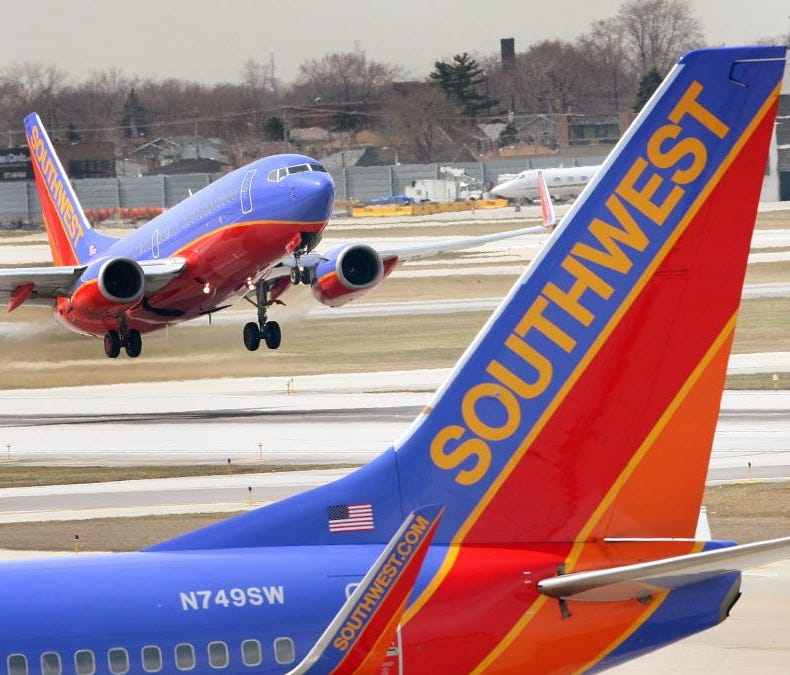 A Southwest Airlines jet takes off at Midway Airport April 3, 2008 in Chicago, Illinois.