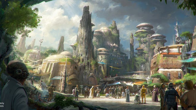 Star Wars: Galaxy's Edge, Disneyland's new themed land based on the George Lucas films, will transport guests to a remote trading post filled with shady characters. Star Wars land is expected to open summer 2019.