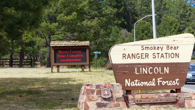 Lincoln National Forest sign on Mechem Drive in Ruidoso.