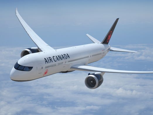This image released from Air Canada shows its new paint