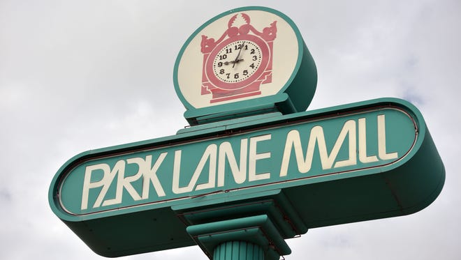 Park Lane Mall sign on Plumb Lane. Park Lane Mall is in escrow for sale as of April 11, 2016.