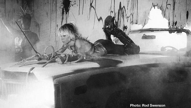 Wendy O. Williams, a Webster native and former lead singer for the Plasmatics, during a photo shoot for the band's Kommander of Kaos album cover.