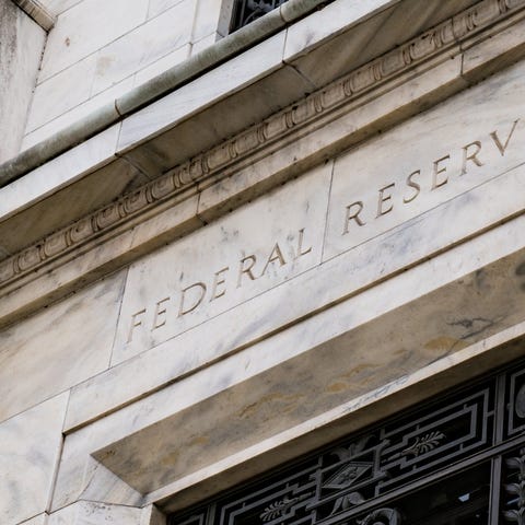 The facade of a Federal Reserve building.