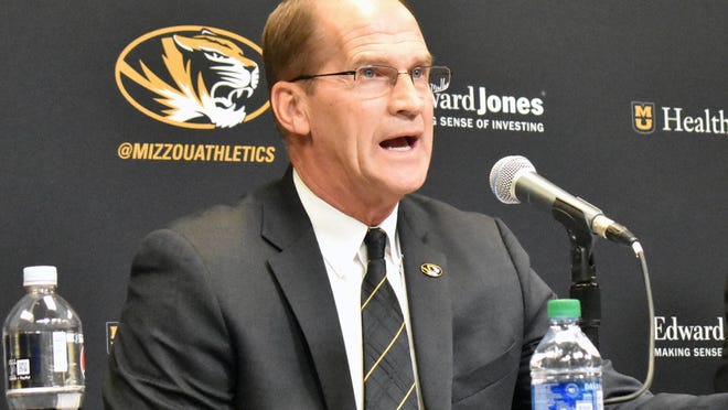 Missouri athletic director Jim Sterk speaks during a news conference last year at the Sprint Center in Kansas City.